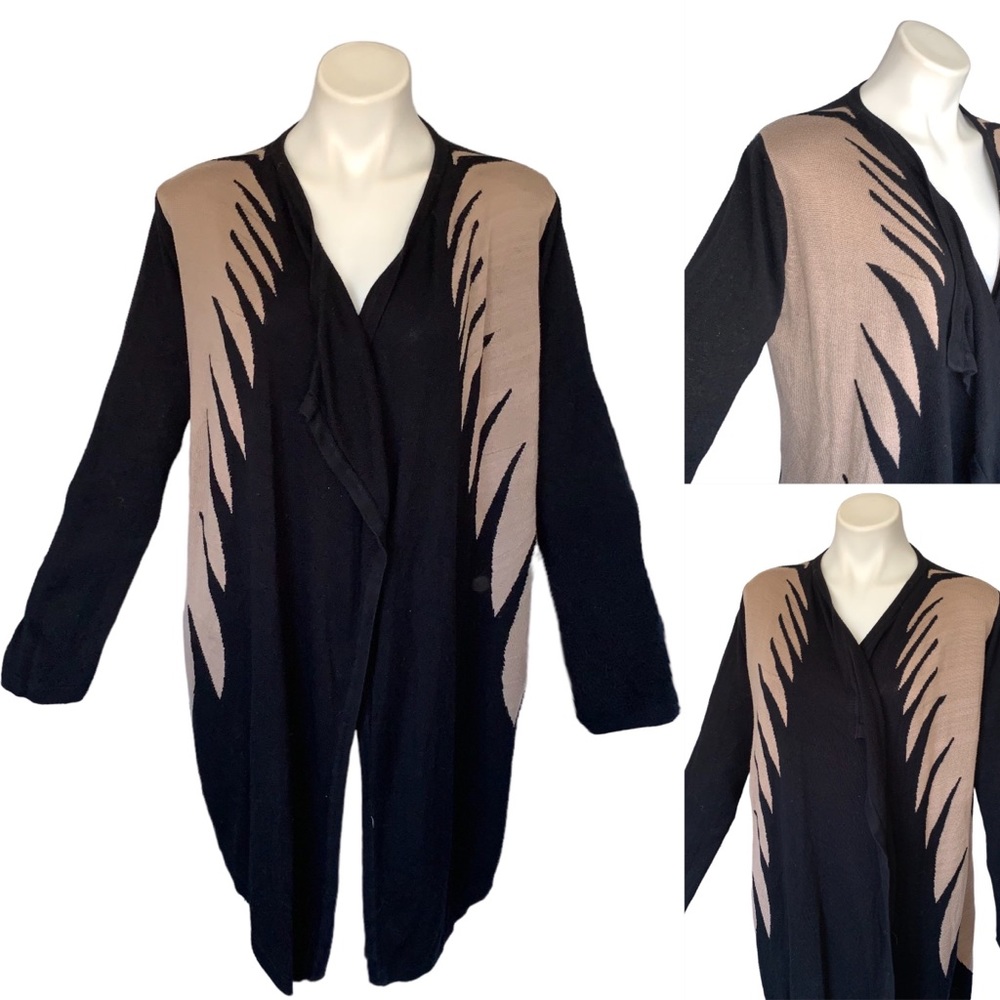 Gizel Open Knit Cardigan Art to Wear Wings Flames